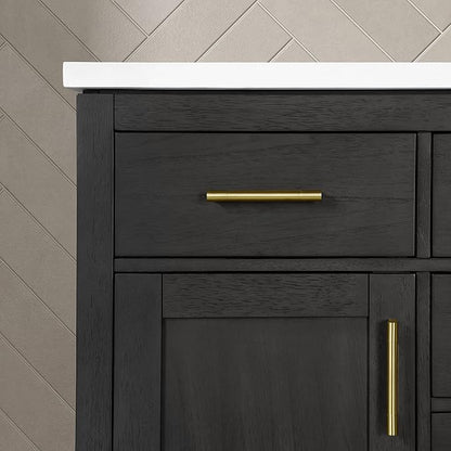 OVE Decors Bailey 48 in. W x 22 in. D x 34.5 in. H Bath Vanity in Matte Black Wood with White Premium Quality Countertop