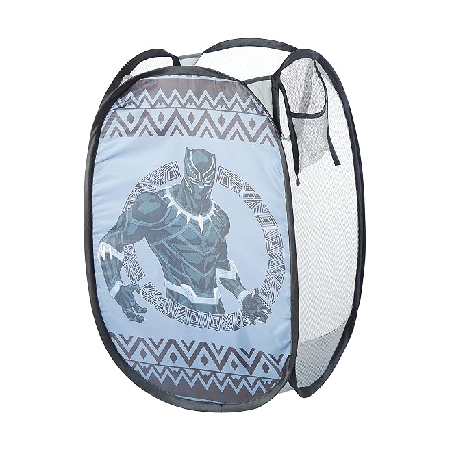 Idea Nuova Marvel Black Panther Pop Up Hamper with Durable Carry Handles, 21'' H x 13.5'' W X 13.5'' L