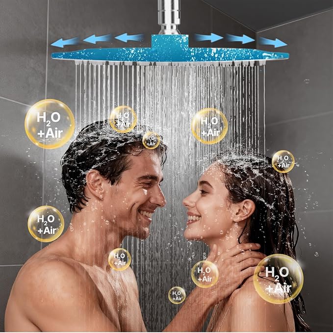 Shower Faucet Set 10IN Brass Rough-In Valve Body Trim Kit Rainfall Included Handle Accessories Complete 2 Functions with Rain Head and Handheld Bathroom Systems (10'', Brushed Nickel)