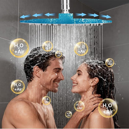 Shower Faucet Set 10IN Brass Rough-In Valve Body Trim Kit Rainfall Included Handle Accessories Complete 2 Functions with Rain Head and Handheld Bathroom Systems (10'', Brushed Nickel)
