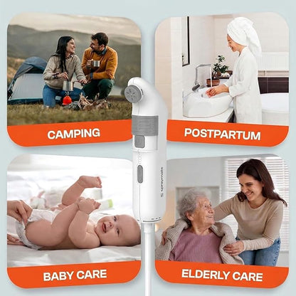 Portable Bidet for Travel & Home – Electric High Pressure Rechargeable Bidet for Women & Men | 2.5L Bottle | 1300ML/Min Flow | USB-C | 1600mAh Battery | USA Brand – Spray Mate Jumbo (White)