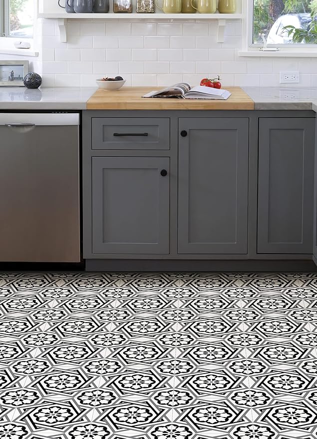 FloorPops Black Dakota Peel & Stick Floor Tiles, FP4282