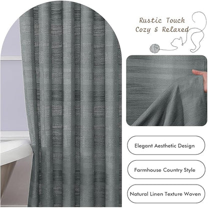 Extra Long Boho Shower Curtain 84 Inch Long, Modern Farmhouse Heavy Duty Linen Textured Soft Fabric, Rustic Country Cloth Shower Curtain with Tassel for Bathroom Hotel, 72Wx84L, Light Grey