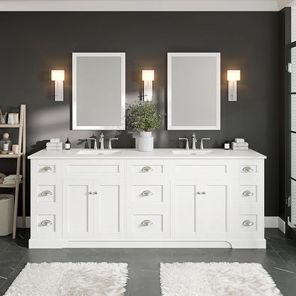 Eviva Epic 84 in. White Double Sink Bath Vanity with Carrara Quartz Top