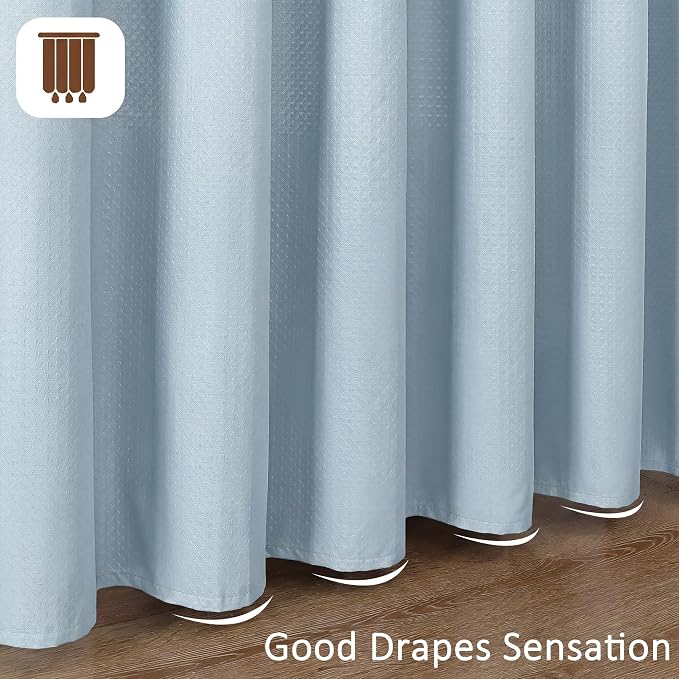 Stall Shower Curtain 36 x 72 Inch, Textured Soft Fabric Waffle Narrow Size Modern Shower Small Curtain for Bathroom Hotel, Machine Washable, Water Resistant, Glacier Blue, 36Wx72L Inches