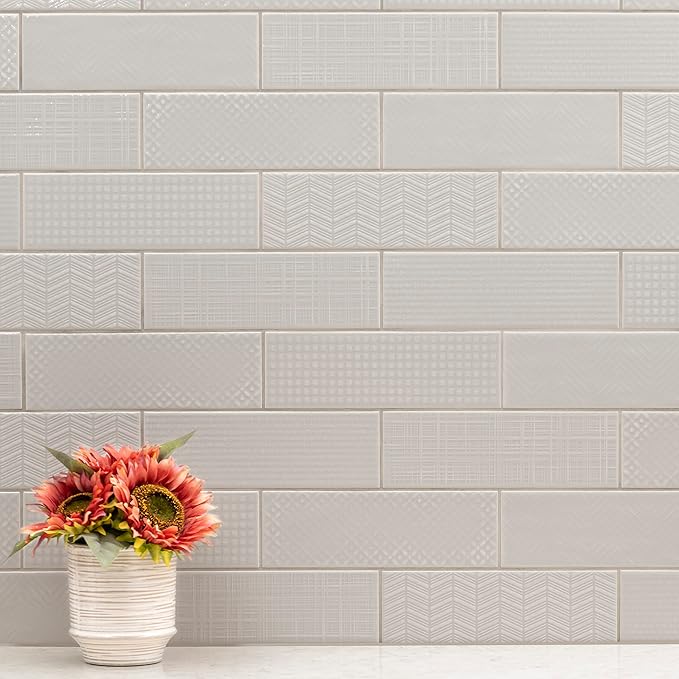 M S International Urbano Dusk Glossy Ceramic Subway Wall Tile for Bathroom, Kitchen Backsplash, Accent, and Shower - Sample