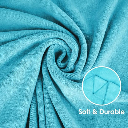 JML Bath Towel, Microfiber Bath Towels Set 6 Pack (30" x 60") - Large Size, Extra Absorbent, Quick Drying, Multipurpose Use as Bath Fitness Towel, Sports Towels, Yoga Towel, Aquamarine