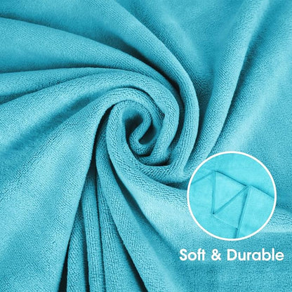 JML Microfiber Bath Towel Set, 27" x 55", 6 Pack, Purple/Grey/Light Blue | Extra Absorbent, Fast Drying, Lint Free, Fade Resistant, Hanging Loop, Multipurpose for Swimming, Fitness, Sport, Yoga