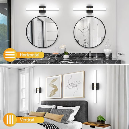 Modern Black and Brass Vanity Light Bar 24 Inch, 16W 5CCT Dimmable Bathroom Light Fixtures LED Wall Lighting Fixture