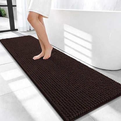 OLANLY Thick Chenille Bathroom Runner Rugs 59x20, Absorbent Bath Mat, Brown | Soft Bath Rugs, Rubber Backing, Machine Wash Dry, Bath Mats for Bathroom, Tub and Shower, Home Decor Accessories