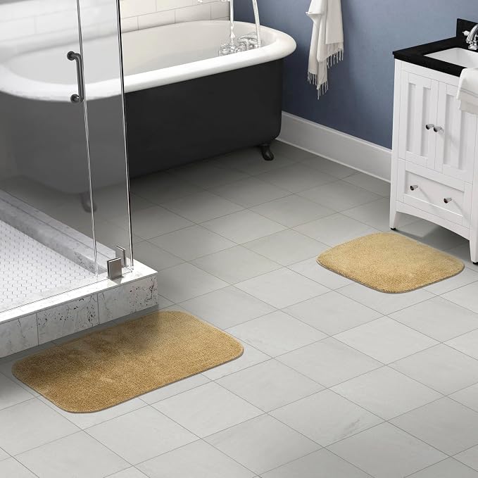 Garland Rug Traditional Nylon Washable Linen 2 Bath Rugs (17" X 24", 21" X 34") - Soft, Absorbent, And Stylish for Your Bathroom