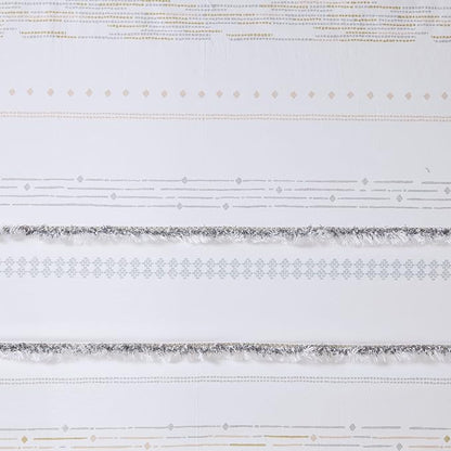 INK+IVY NEA Shower Curtain for Bathroom, Cotton, 72 x 72, Off White/Gray | Adds Privacy, Machine Washable, Striped Pattern, Boho, OEKO-TEX Certified