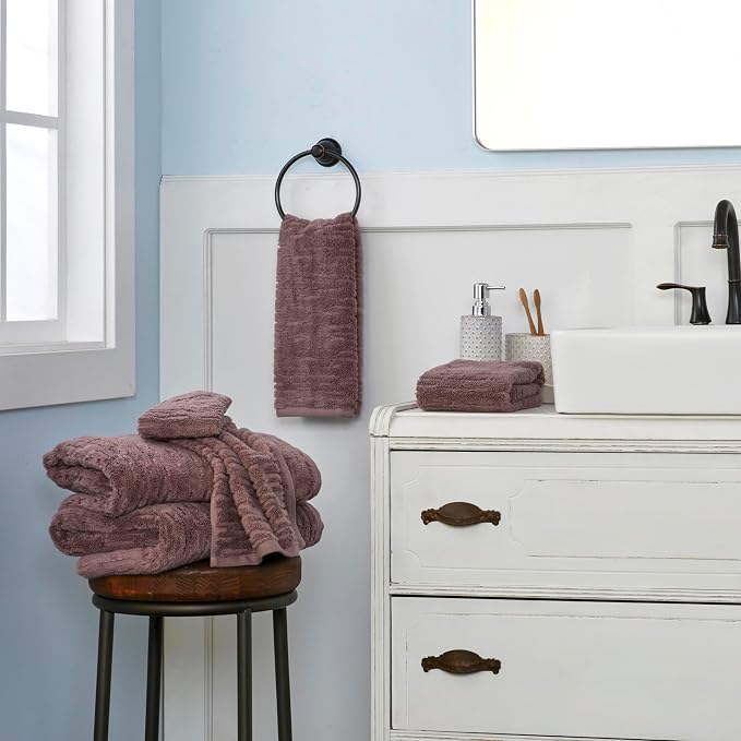SKL Home CloudSoft Hand Towel Set, 2-Piece, 100% Cotton Luxury, Soft Plum | Premium spa-level quality. 600 GSM weight. Ultra plush & absorbent. For use in the bathroom, kitchen, bar or any sink space.