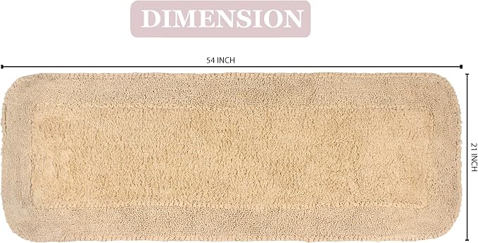Home Weavers Radiant Collection 100% Cotton Bathroom Rugs Set, Washable Rug, Soft Cotton Extra Soft and Absorbent Bath Rug, Kitchen Mat, Bath Mat Set, Bath Floor Mat Non Slip, 21"x54" Runner, Linen