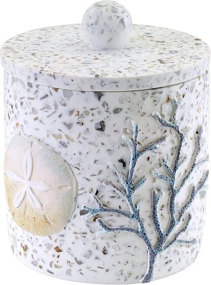 Avanti Linens - Covered Jar, Guest Bathroom Essentials, Sea Inspired Home Decor (Coastal Terrazo Collection)