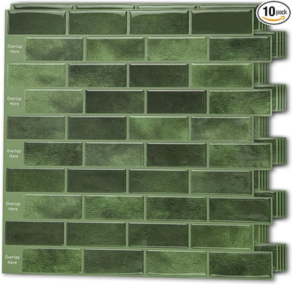 Art3d 10-Pack Marble Tile Peel and Stick Backsplash, 12 x 12 in, Jade Green | Strong Adhesion, Lightweight, Cuttable, Waterproof, Fadeless, Crack Resistant, for Kitchen, Bedroom, Ideal for Recently Moved