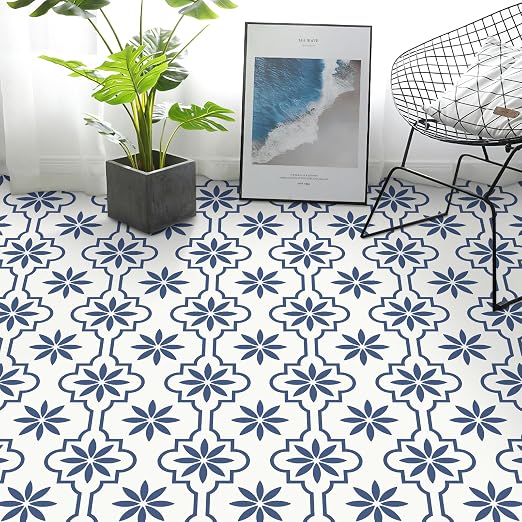 MORCART Peel and Stick Floor Tile, Vinyl Flooring Waterproof, DIY Flooring for Bathroom, Kitchen, Fireplace, Pet House, Stairs, Bedrooms, Wall (20PCS,7.87" x 7.87",Blue)