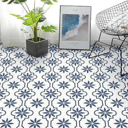MORCART Peel and Stick Floor Tile, Vinyl Flooring Waterproof, DIY Flooring for Bathroom, Kitchen, Fireplace, Pet House, Stairs, Bedrooms, Wall (40PCS,7.87" x 7.87",Blue)