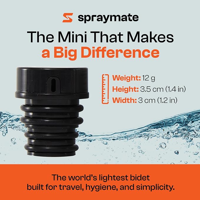 Portable Bidet for Women & Men - Travel Bidet for Camping, Toilet & Hiking | Compatible with Most Bottles | Ultralight 12g | USA Brand – Spray Mate MINI