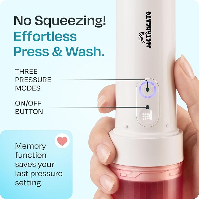 Portable Electric Bidet for Travel - Portable Bidet Rechargeable Handheld Sprayer with 3 High Pressure Modes, USB-C, Adjustable Nozzle & Extra Clean Kit, IPX6 Waterproof Peri Bottle (Pink)