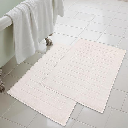 Superior 100% Cotton Bathmat Set, Bath Mats, Bathroom Decor, Shower, Bathtub Essentials, Home Accessories, Small Washable Rug, No Backing, Heavyweight, Nora Collection, Set of 2, 22" x 35", Stone