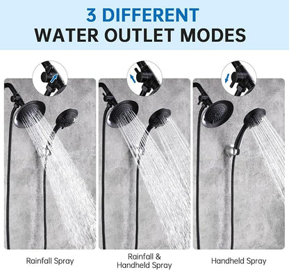 G-Promise Solid Metal 3-Way Shower Diverter Valve (Matte Black) | Smooth Knob Switch, Spray Separately or Both, Anti-Leak, Easy to Install, Standard Connections, Universal Replacement Part