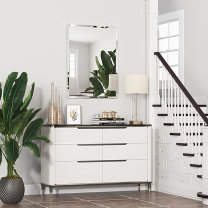 22x30 Inch Bathroom Mirrors for Over Sink, Frameless Mirrors for Wall | Beveled Bathroom Mirror, Bathroom Vanity Mirror for Bedroom Living Room Entryway Home Decor