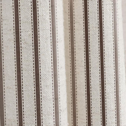 Farmhouse Striped Shower Curtain Brown Vintage Linen Curtain 72"W X 72"L | Striped Shower Curtains with Linen Texture for Bathroom Decor