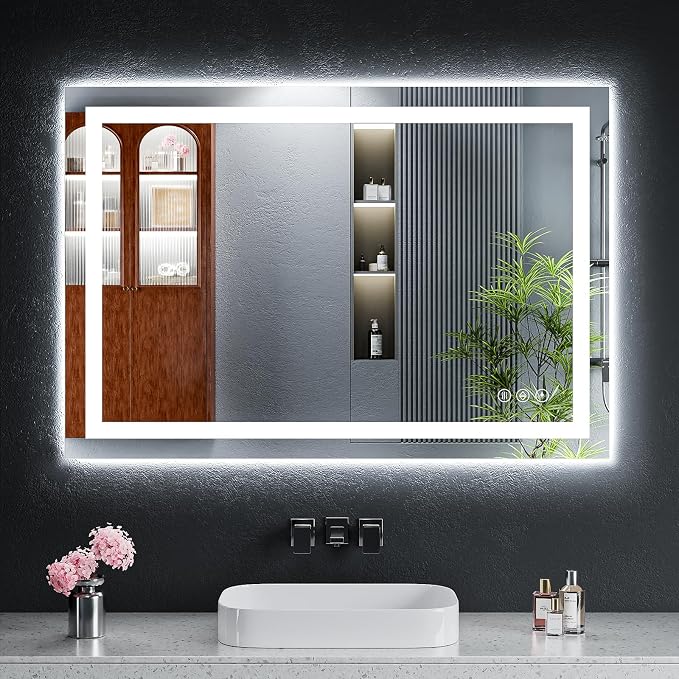 26"x38" LED Bathroom Mirror with Lights, Backlit+Frontlit, Anti-Fog | CRI 95, Stepless Dimmable, 3 Colors Lighting, Shatterproof Tempered Glass, HD Reflection, Memory, (Horizontal/Vertical)