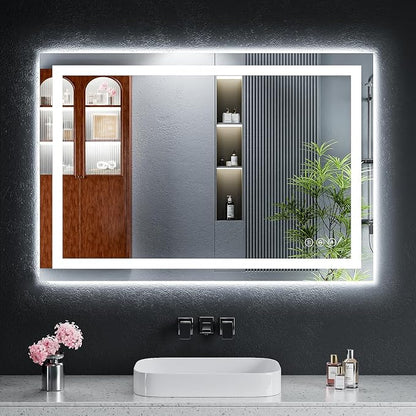 26"x38" LED Bathroom Mirror with Lights, Backlit+Frontlit, Anti-Fog | CRI 95, Stepless Dimmable, 3 Colors Lighting, Shatterproof Tempered Glass, HD Reflection, Memory, (Horizontal/Vertical)