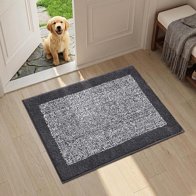 Bathroom Rugs 24x17 Non Slip Washable, Dark Grey Bath Mat for Bathroom Floor Tub, Soft Absorbent Quick Dry Mats for Shower, Bathtub,Home Decor