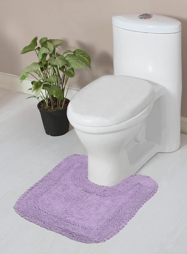 Home Weavers Radiant Collection 100% Cotton Bathroom Rugs Set, Machine Washable Rug, Extra Soft and Absorbent Bath Rug, Kitchen Mat, Bath Mat Set, Bath Floor Mat Non Slip, 20"x20" Contour, Purple