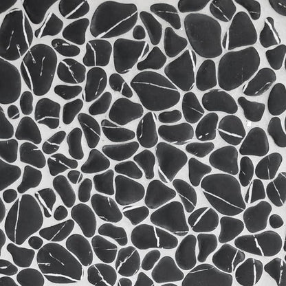 SUNWINGS 10-Sheet Pebble Tile for Shower Floor Border Kitchen Bathroom Backsplash, Black Marquina Recycled Glass Marble Stone Looks Wall and Floor Tile, Covers 7.9 Sq. Ft