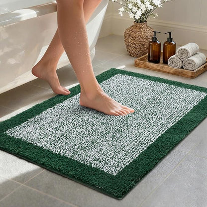 36x24 Large Bathroom Rugs Washable Non Slip, Dark Green Bath Mat for Bathroom Floor Tub, Soft Absorbent Quick Dry Mats for Shower, Bathtub,Home Decor