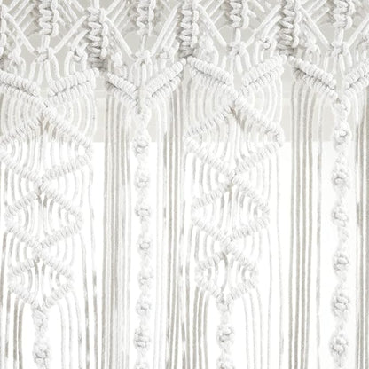 Lush Decor Boho Macrame Textured Cotton Valance, 50" W x 20" L, White - Boho Kitchen Curtains & Wall Decor - Macrame Valance - Bathroom Window Curtains