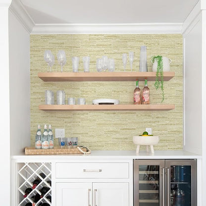 Vamos Tile 100 Pieces Peel and Stick Backsplash Tiles, 3" x 6" PVC Subway Tile, Beige Mix Off White Travertine Stick on Backsplash Tiles for Kitchen/Bathroom/Fireplace/Laundry/Camper