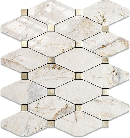 STICKGOO 1 Sheet Peel and Stick Backsplash, Glossy Pandora Marble | Marble Kitchen Backsplash, Stick on Wall Tiles, For Kitchen, Bathroom, RV, Fireplace