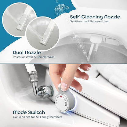BidetMate 700 Series Electric Bidet Smart Toilet Seat with Side Knob Control, Instant Heated Water and Seat, Heated Toilet Seat with Bidet, Fits Elongated Toilets