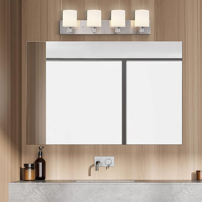 Design House 578849 Dane Traditional 4-Light Indoor Bathroom Vanity Light Dimmable Frosted Glass for Over The Mirror, Satin Nickel