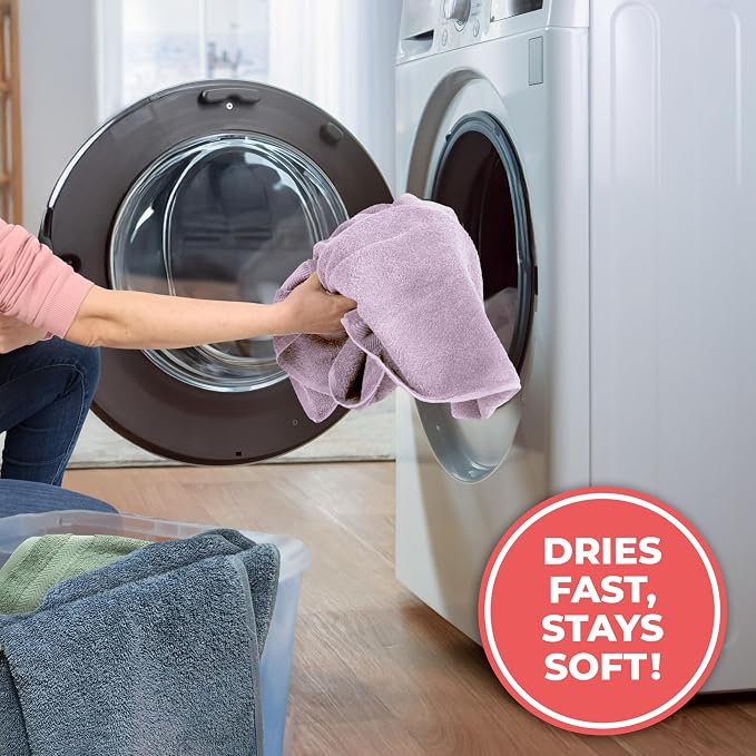 100% Turkish Cotton 6 Pcs Bath Towel Set, Luxury Soft & Absorbent Bathroom Towels Set (2 Bath Towels, 2 Hand Towels, 2 Washcloths)- Lilac