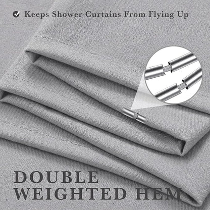Light Grey Linen Shower Curtain Farmhouse Bathroom Decor 72x72 In | Boho Bathroom Decor,12 Sturdy Stainless Steel Sliding Hangers,Rustic Country Style,Linen Shower Curtains for Bathroom