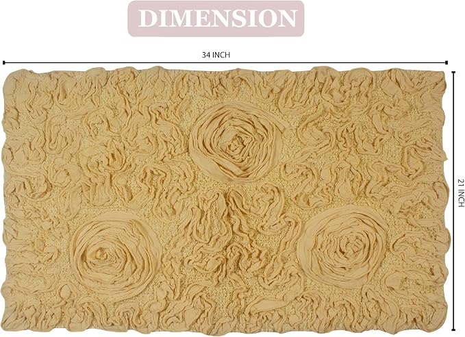 Home Weavers Bell Flower Collection 100% Cotton Tufted Bath Rugs, Extra Soft and Absorbent Bath Rugs, Non-Slip Bath Mats, Machine Washable, Bath Mats for Bathroom Floor, 21"x34" Rectangle, Yellow