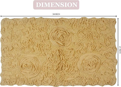 Home Weavers Bell Flower Collection 100% Cotton Tufted Bath Rugs, Extra Soft and Absorbent Bath Rugs, Non-Slip Bath Mats, Machine Washable, Bath Mats for Bathroom Floor, 21"x34" Rectangle, Yellow