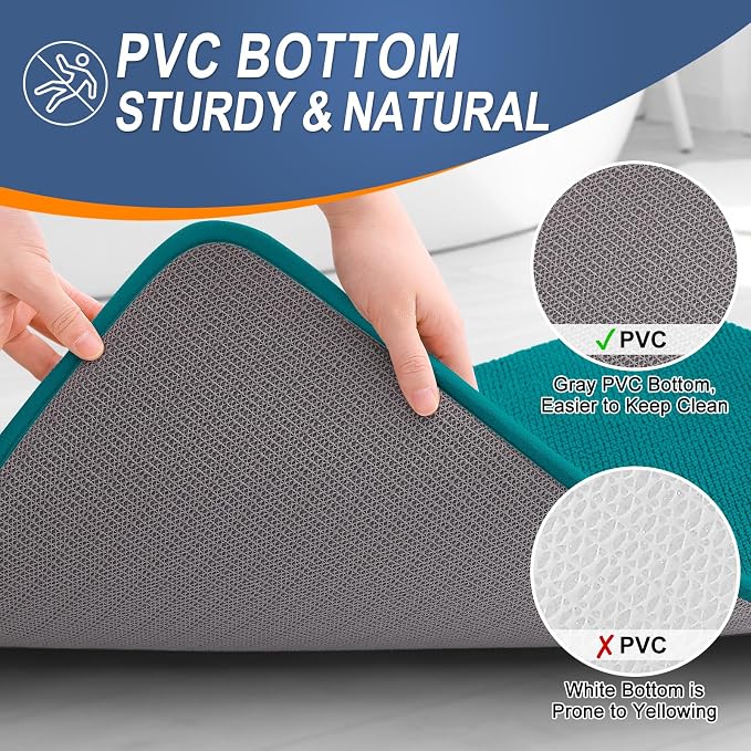 OLANLY Memory Foam Small Bathroom Rugs 24x16, Absorbent Bath Mat, Deep Lake | Soft Quick Dry Bath Rugs, Non-Slip Carpet, Machine Washable Mat for Bathroom Floor, Tub and Shower, Home Decor Accessories