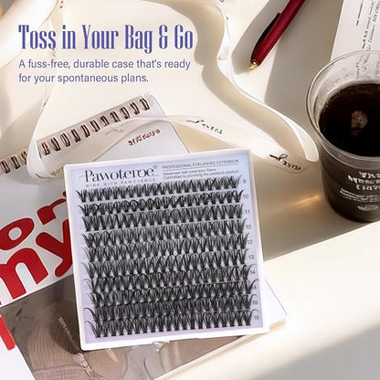 Lash Clusters 200pcs Individual Lashes 40D Cluster Eyelash Extensions 9-16mm Eyelash Clusters Lash Extensions for Self Application (40D, 0.07D, 9-16mm)