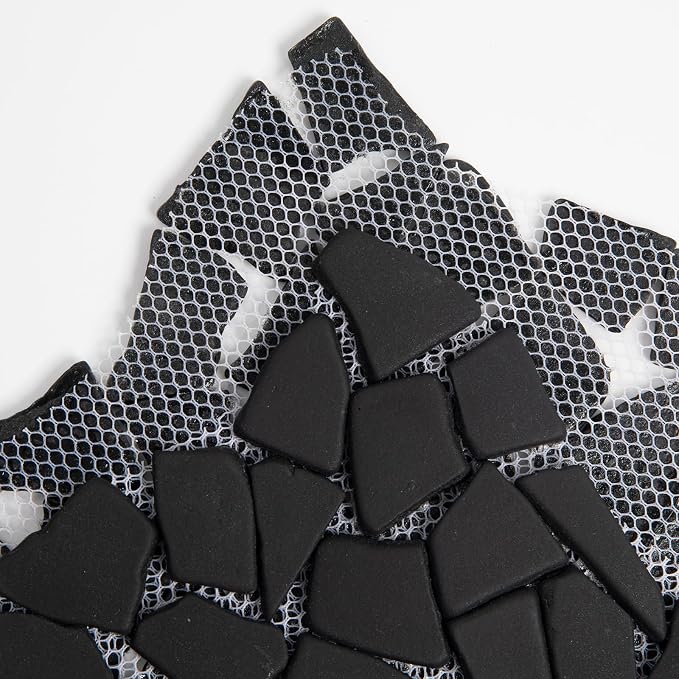 Pebble Tile for Shower Floor, Black Geometric Pebble Mosaic Backsplash for Kitchen Bathroom Wall and Floor Tile and Outdoor Areas, 5 Sheets