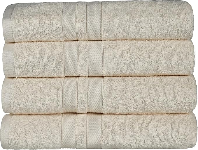 Superior Ultra-Soft 4-Piece Cotton Bath Towel Set, Home Essentials Includes 4 Bath Towels, Absorbent Towels for Daily Use, Guest/Master Bathroom Decor, Shower Basics, Quick Dry - Ivory