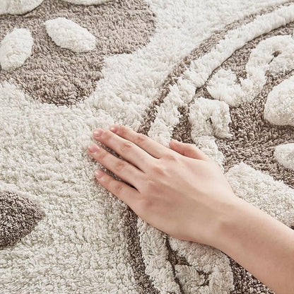 Madison Park Casablanca 100% Cotton Tufted Bathroom Rugs Luxurious Plush Medallion Floral Pattern Bath Mat Absorbent, Quick Dry, Spa Design Shower Room Décor, Round 25", Taupe