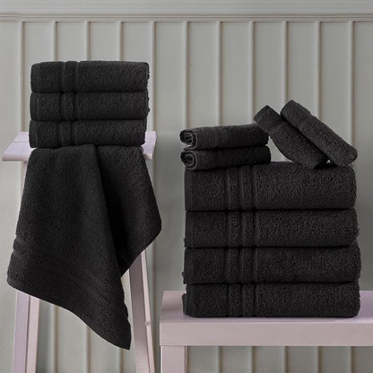 Hawmam Linen Black Bath Towels 4-Pack - 27x54 Soft and Absorbent, Premium Quality Perfect for Daily Use 100% Cotton Towel 600 GSM