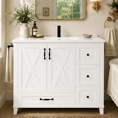 Bellemave 36" Bathroom Vanity with Sink, Bathroom vanities, Grey Bathroom Vanity with Drawers, Sink Cabinet, White, 36"